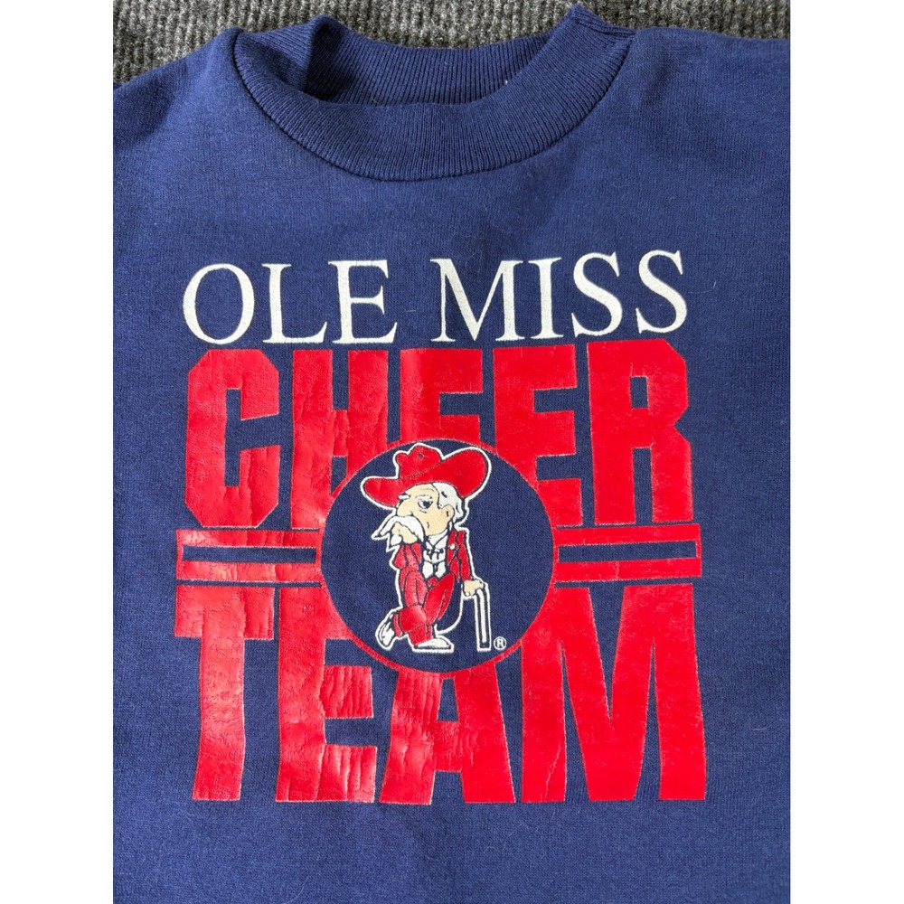Vintage Rabbit Skins Ole Miss Cheer Team Navy Blue Sweatshirt‎ Dress Kids Size 3 - Picture 2 of 7